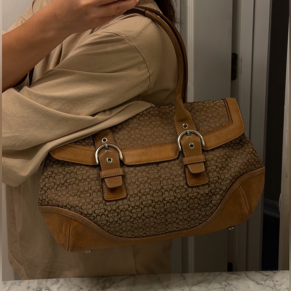 Coach Brown Signature Soho Satchel in Canvas and Leather
